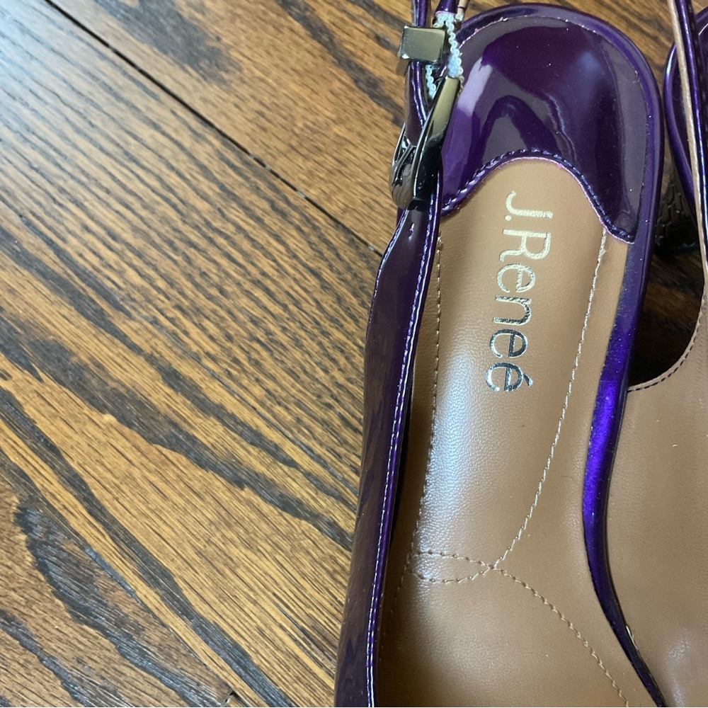 J.Renee Glossy Purple Patent Slingback Pumps - Picture 2 of 8